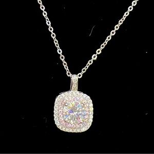 All MOISSANITE 2 ctw with Pink & White Halos 18” NWT